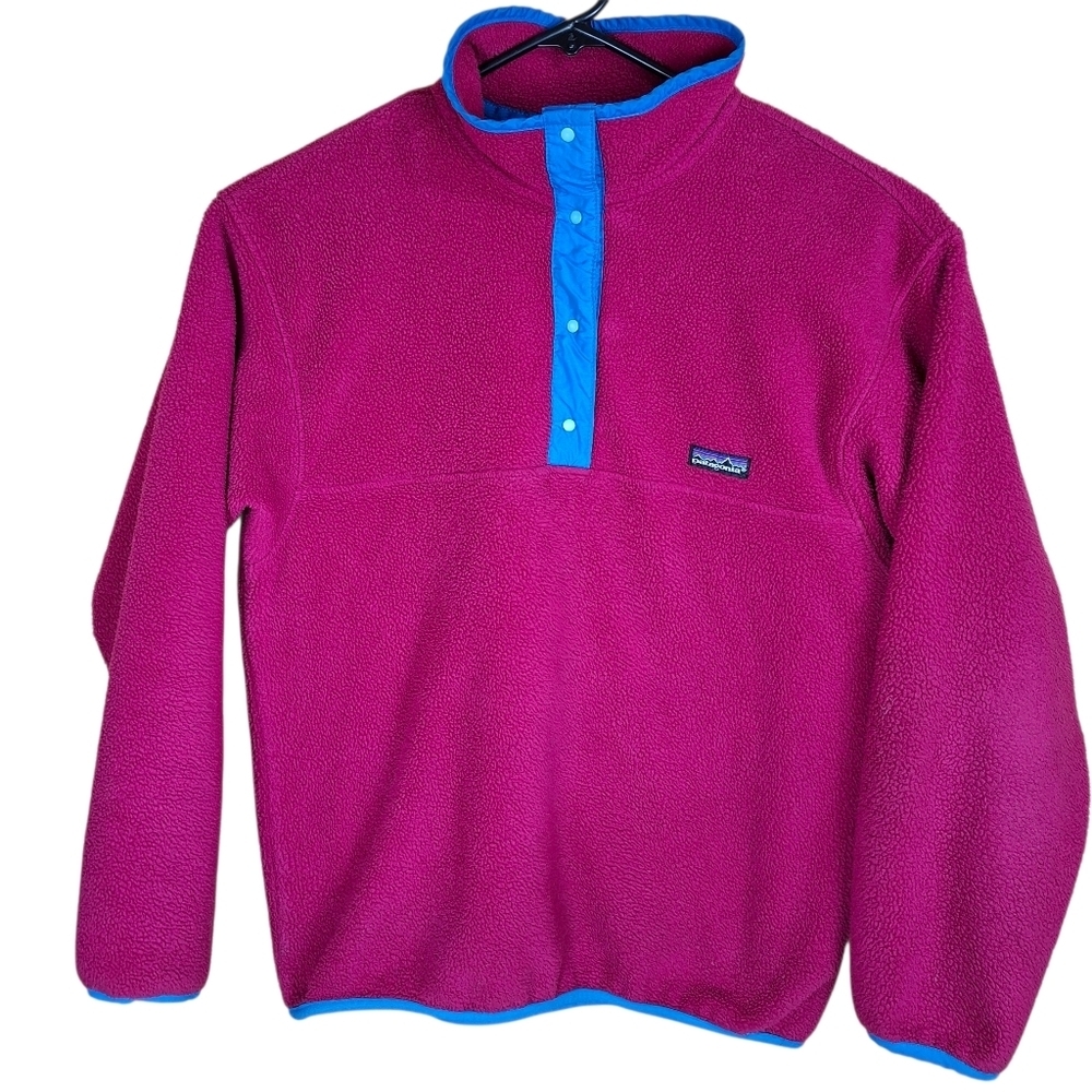 Vintage Pink Patagonia Girl's Synchilla Snap-T Pullover Fleece Made In USA
